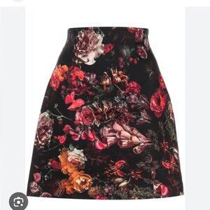 Adam Lippes Floral Mini Skirt - Black and Red